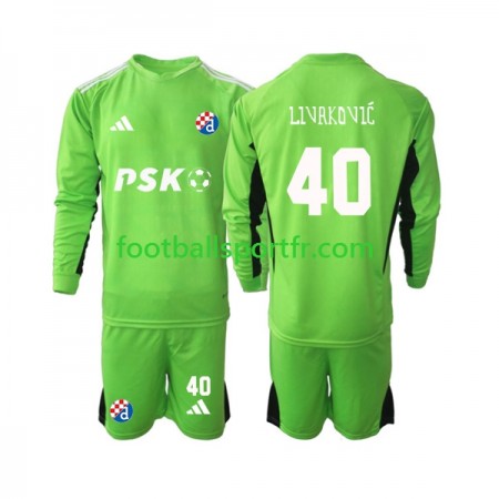 Tenue Dinamo Zagreb Livakovic 40 Gardien Enfant Domicile 2023-2024 Maillot de Foot ML